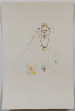Load image into Gallery viewer, Leonor Fini (1907-1996) -  Les chats de Madame Helvetius -  Crowned Cat with Necklace - Original Etching (LF) - 1985
