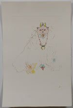 Load image into Gallery viewer, Leonor Fini (1907-1996) -  Les chats de Madame Helvetius -  Crowned Cat with Necklace - Original Etching (LF) - 1985