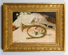 Load image into Gallery viewer, Dietz Edzard (1893 – 1963) - Still Life French Horn with Sheet Music - Oil on Linen Canvas