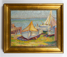 Load image into Gallery viewer, Mary Locke Brewer (1865-1950) - Sailboats ashore - Oil on Masonite