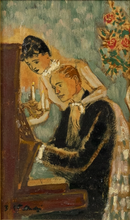 Load image into Gallery viewer, Louis Berthomme-Saint Andre - La lecon de piano - The Piano Lessaon - Oil on Canvas