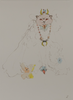 Leonor Fini (1907-1996) -  Les chats de Madame Helvetius -  Crowned Cat with Necklace - Original Etching (LF) - 1985