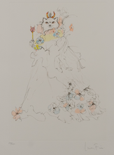 Load image into Gallery viewer, Leonor Fini (1907-1996) - Les chats de Madame Helvitius - Flower Cat - Original Etching 57/150 - 1985