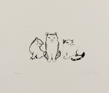 Load image into Gallery viewer, Leonor Fini (1907-1996) - Les Chats de Madame Helvetius - Three Sitting Cats- Original Etching 57/150