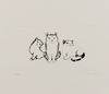 Leonor Fini (1907-1996) - Les Chats de Madame Helvetius - Three Sitting Cats- Original Etching 57/150