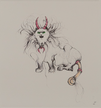 Load image into Gallery viewer, Leonor Fini (1907-1996) -  Les chats de Madame Helvetius -  Magical Cat - Original Etching (LF) - 1985