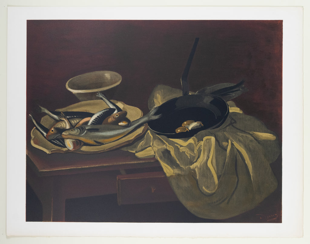 André Derain (1880-1954)(after) -    Nature morte aux Poissons et a La Poêle ('39 )  - Lithograph