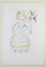 Load image into Gallery viewer, Mily Possoz (1888-1968) - The Girl with the Pinwheel - Original Drypoint and Roulette