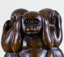 Load image into Gallery viewer, JAPAN Netsuke (20th Century) – katabori-netsuke – See, Speak, Hear no Evil Monkeys