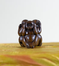 Load image into Gallery viewer, JAPAN Netsuke (20th Century) – katabori-netsuke – See, Speak, Hear no Evil Monkeys