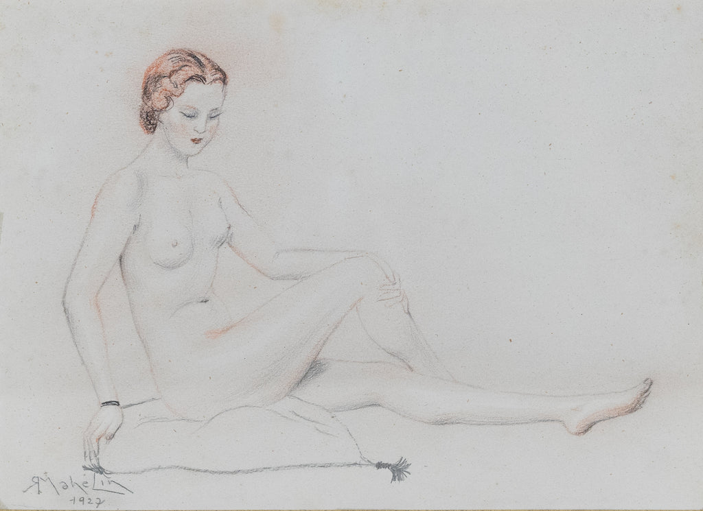 Robert Mahelin (1889-1968) - Nu Allonge Mine et plomb et sanguine – Original Pencil and Chalk