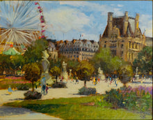 Load image into Gallery viewer, Brian Blood (1962 - ) - Sunday At The Louvre - Oil on Artist Board
