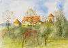 Antoine Paneda (1929) - La Ferme du Mont (Béard)  - Original Watercolor