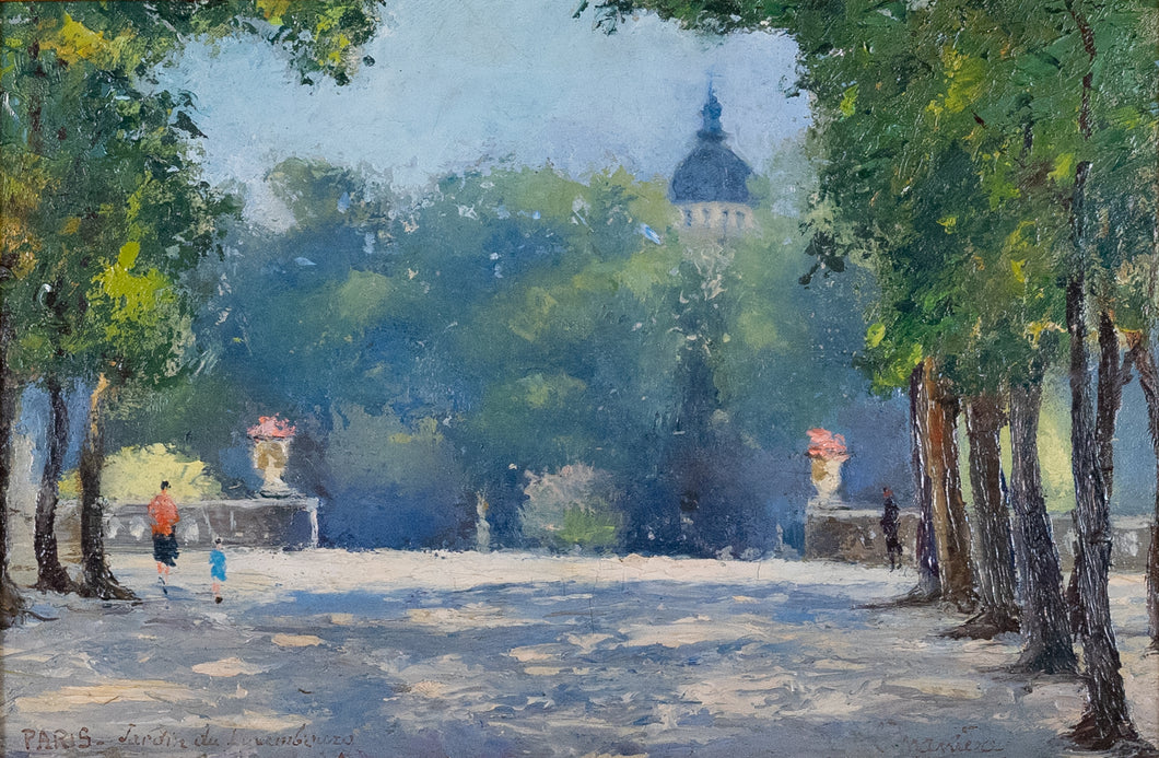C. Manière (XX) - The Luxemburg Garden, Paris - Original Oil on Panel