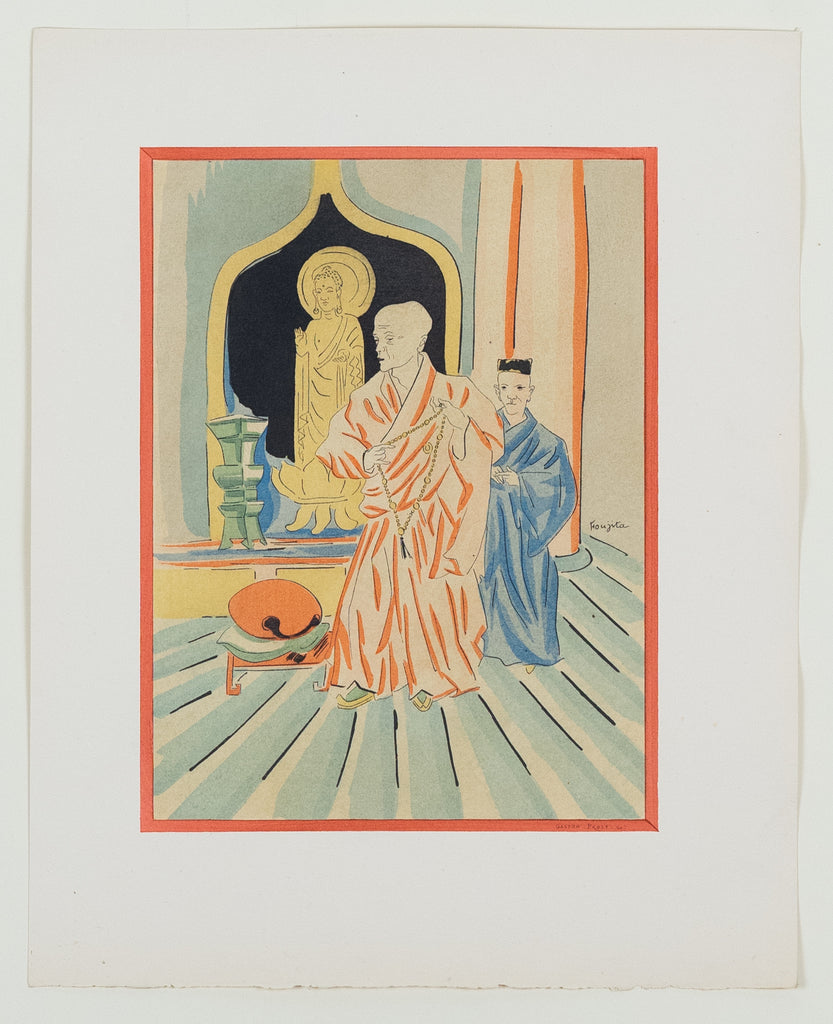 Leonard Tsuguharu FOUJITA(1886-1968)(after) - Propos d'un intoxiqué Collection - Monks at the Temple- Lithograph
