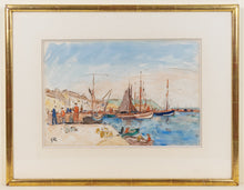 Load image into Gallery viewer, Georges D&#39;Espagnat (1870-1950) - Vue d&#39;un port – View of a port - Original Watercolor
