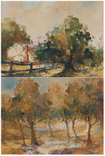 Load image into Gallery viewer, Pair of Landscapes - Herbert Nelson Hooven (1898-1979) - Watercolor on Paper
