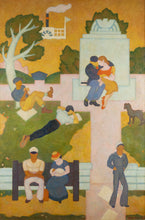 Load image into Gallery viewer, Hugh Tray 20th Century - Figures in the Park - Original Oil on Canvas
