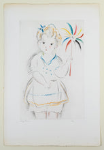 Load image into Gallery viewer, Mily Possoz (1888-1968) -  The Girl with the Pinwheel - Original Drypoint and Roulette
