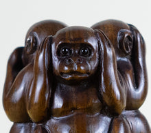 Load image into Gallery viewer, JAPAN Netsuke (20th Century) – katabori-netsuke – See, Speak, Hear no Evil Monkeys
