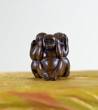 Load image into Gallery viewer, JAPAN Netsuke (20th Century) – katabori-netsuke – See, Speak, Hear no Evil Monkeys
