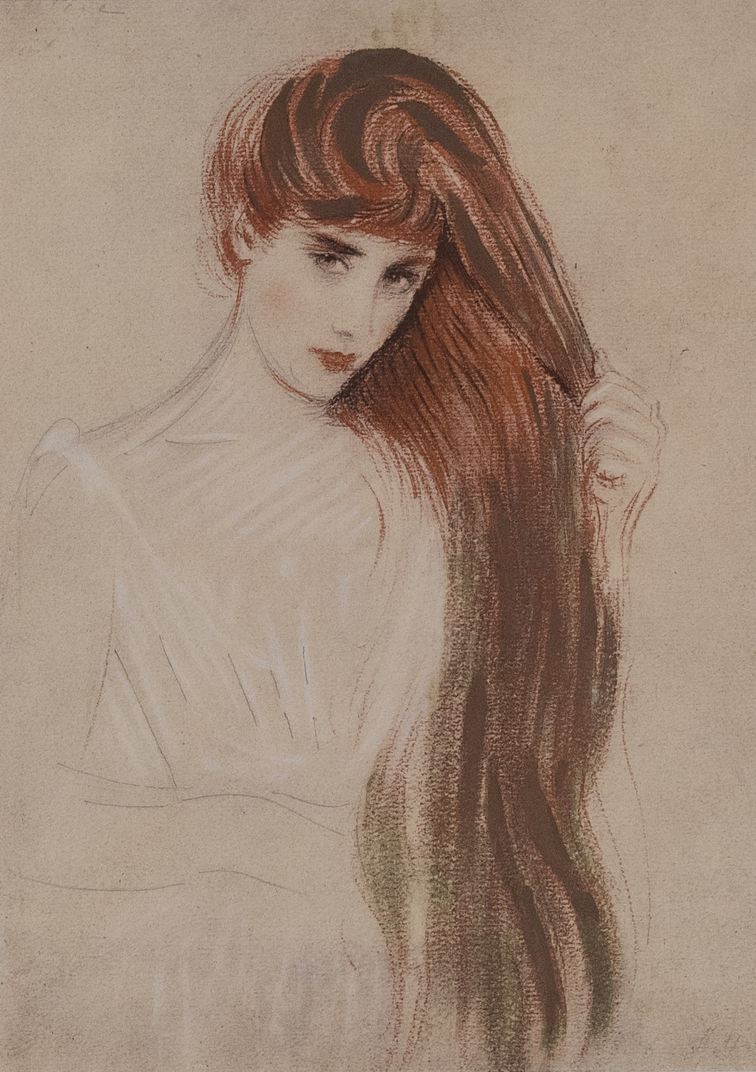 Paul Cesar Helleu (1859-1927) - Fille timide aux cheveux roux - Lithograph