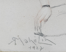 Load image into Gallery viewer, Robert Mahelin (1889-1968) - Nu Allonge Mine et plomb et sanguine – Original Lead and Chalk
