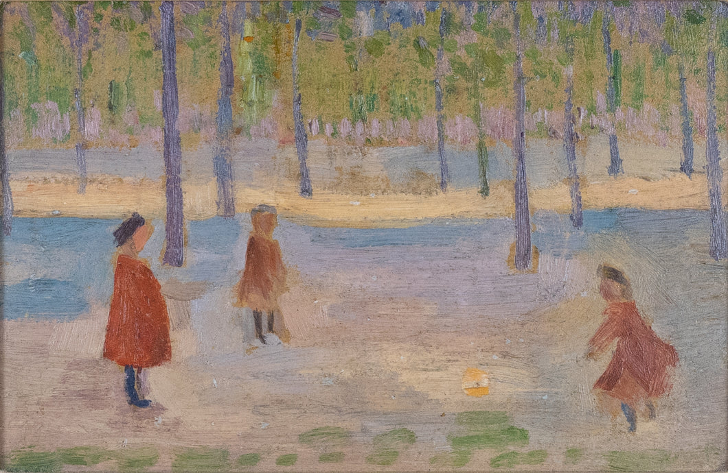 Hippolyte Petitjean (1854 – 1929) - Children Playing in Woods - Original Oil Painting
